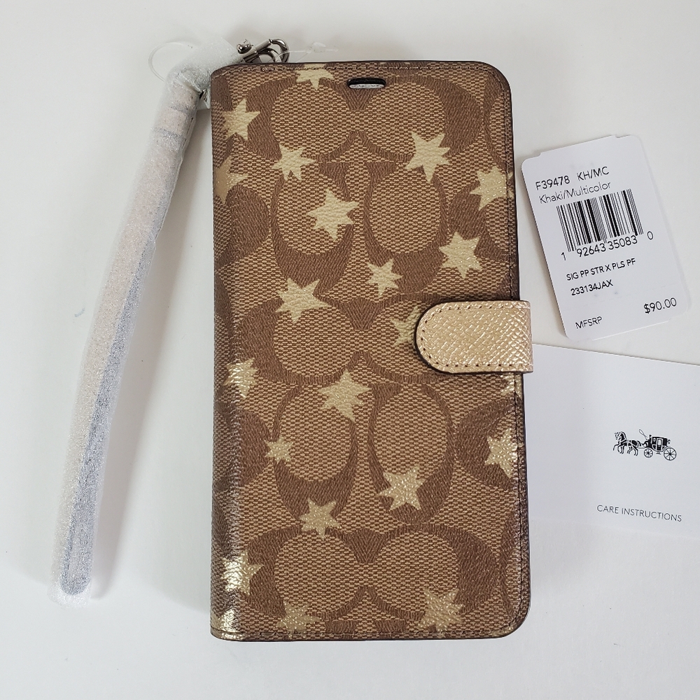 Coach Signature Canvas Pop Star Print Phone Folio Case Wristlet iPhone X Max